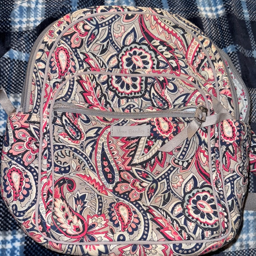 Vera Bradley Red and Pink Backpack with Paisley Print